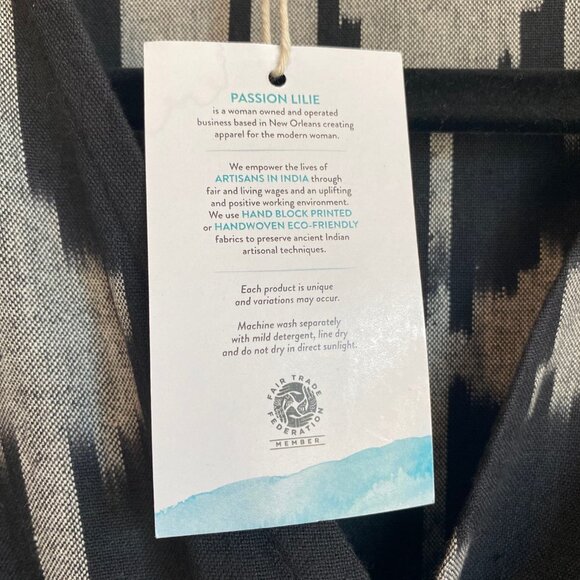 Fair Trade Genuine Ikat Black Wrap Dress 100% Cotton NWT Medium Passion Lilie - Picture 7 of 13